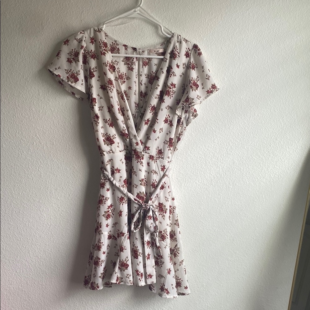 jcpenney red and White Flutter Sleeve Mini Sundress